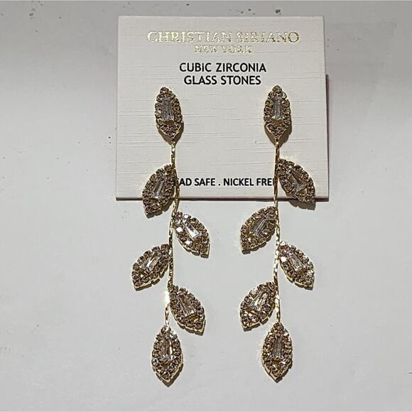 Christian Siriano Jewelry - Christian Siriano Jeweled Leaf Drop Chandelier Earrings New‎